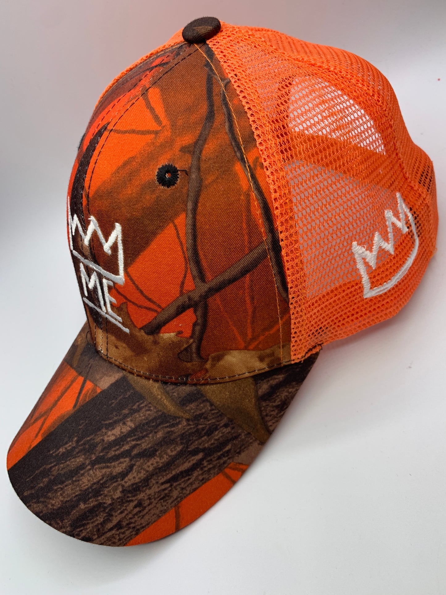 Orange Hunter Camo Trucker with White Krown
