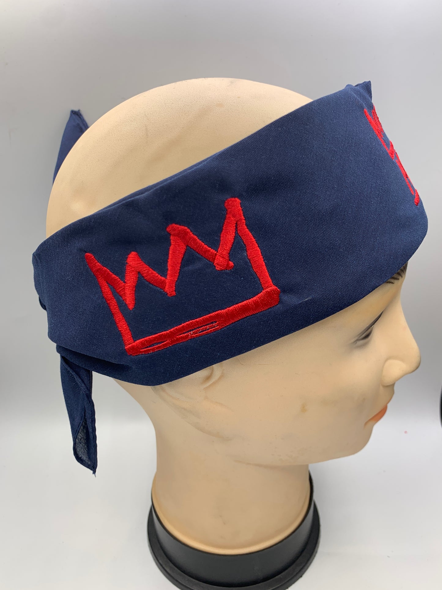 Blue Bandana with Red Krown