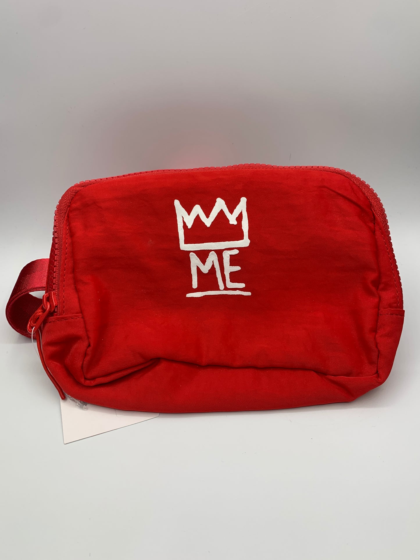 Red Adjustable Fanny Pack with White Krown