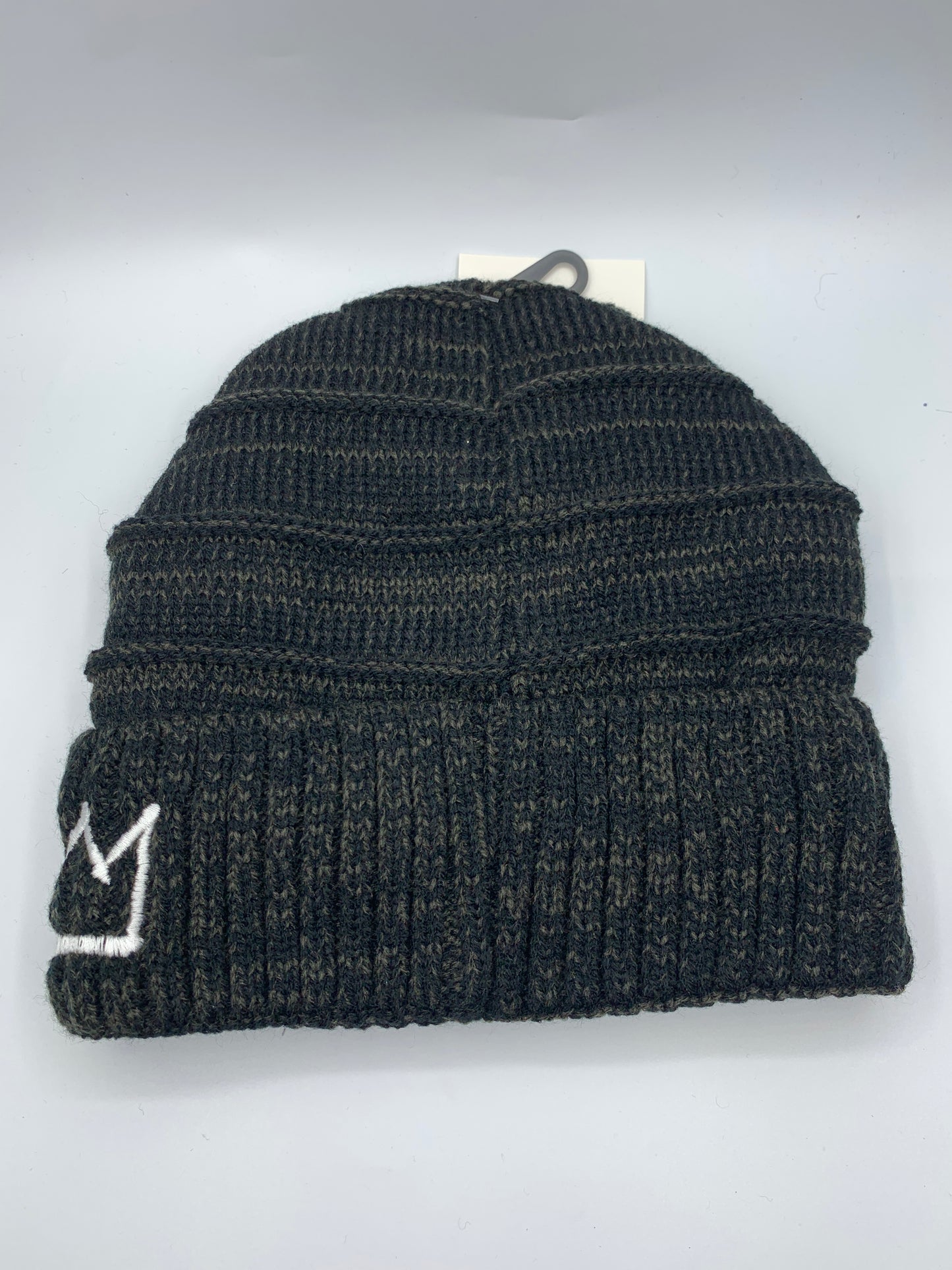 Charcoal Gray Premium Knit Beanie with White Krown