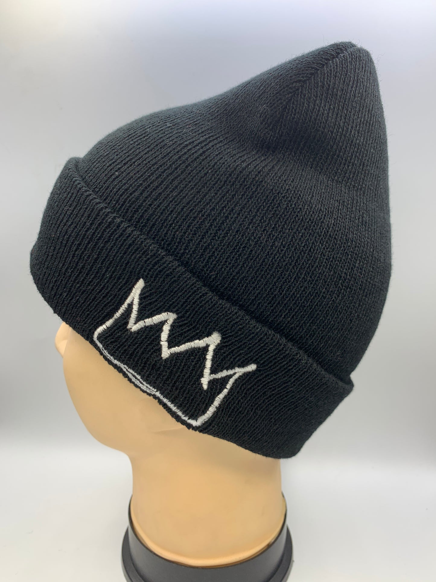 Black Beanie with White Krown