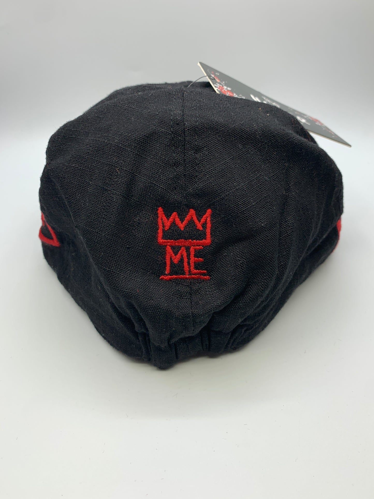 Black Beret Hat with Red Krown