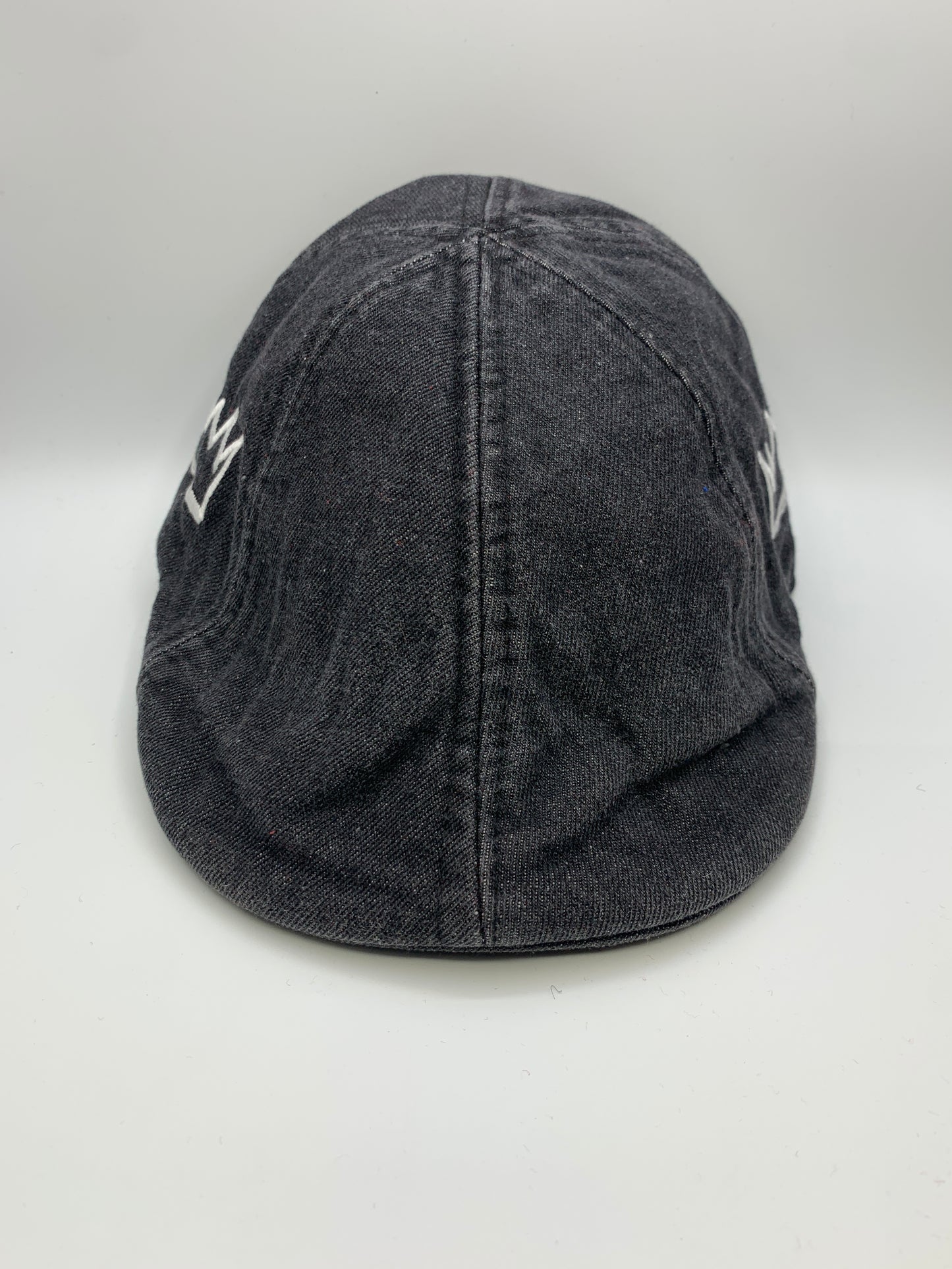 Gray Denim Beret Hat with White Krown