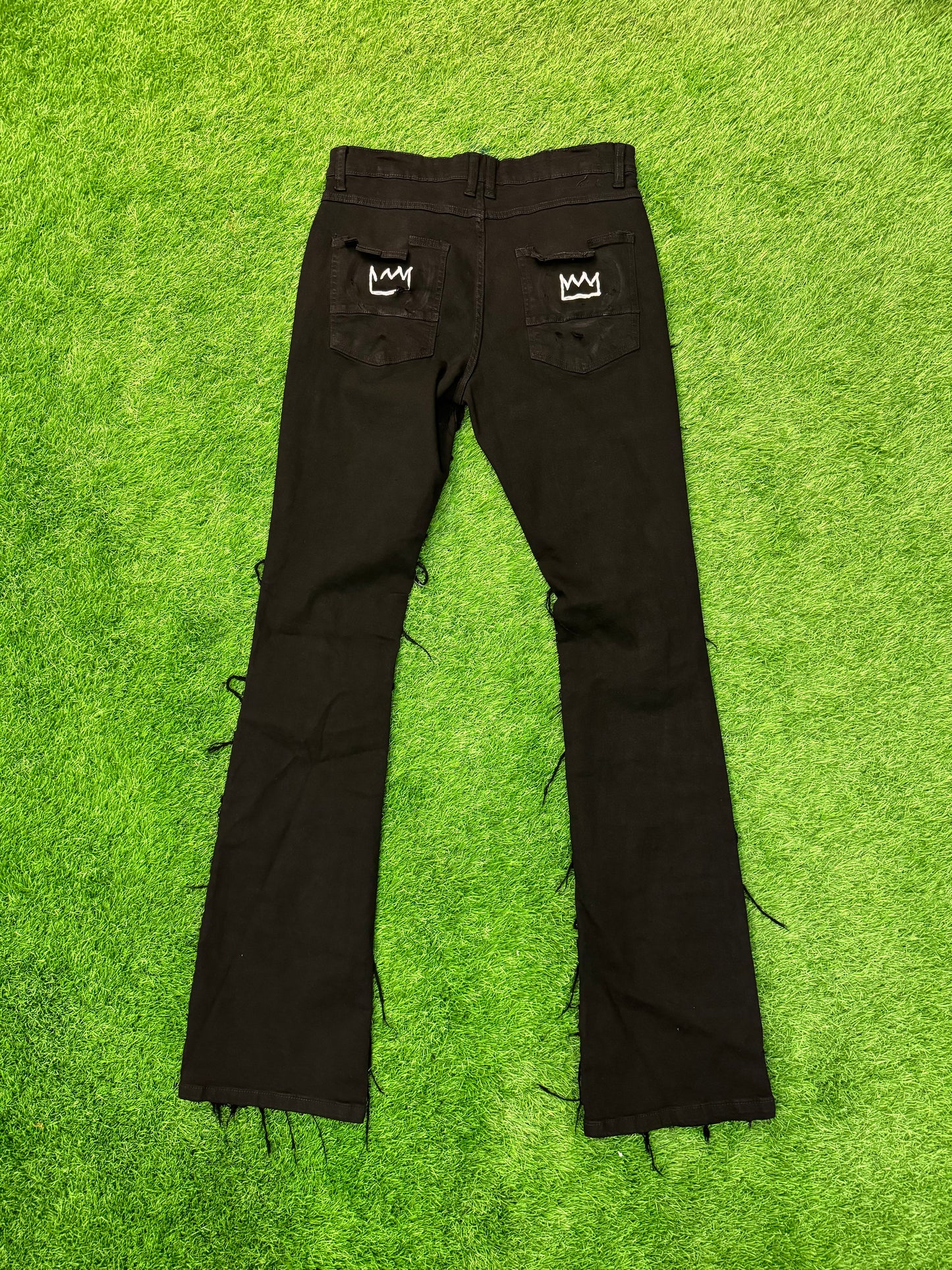 Black Ripped Jeans with White Krown