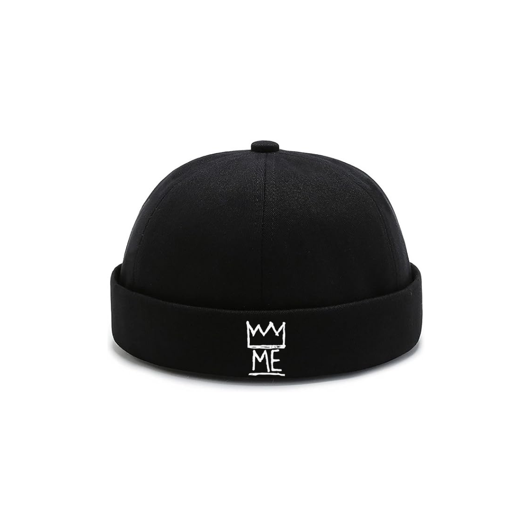 Black Brimless Hat with White Krown (RFM)