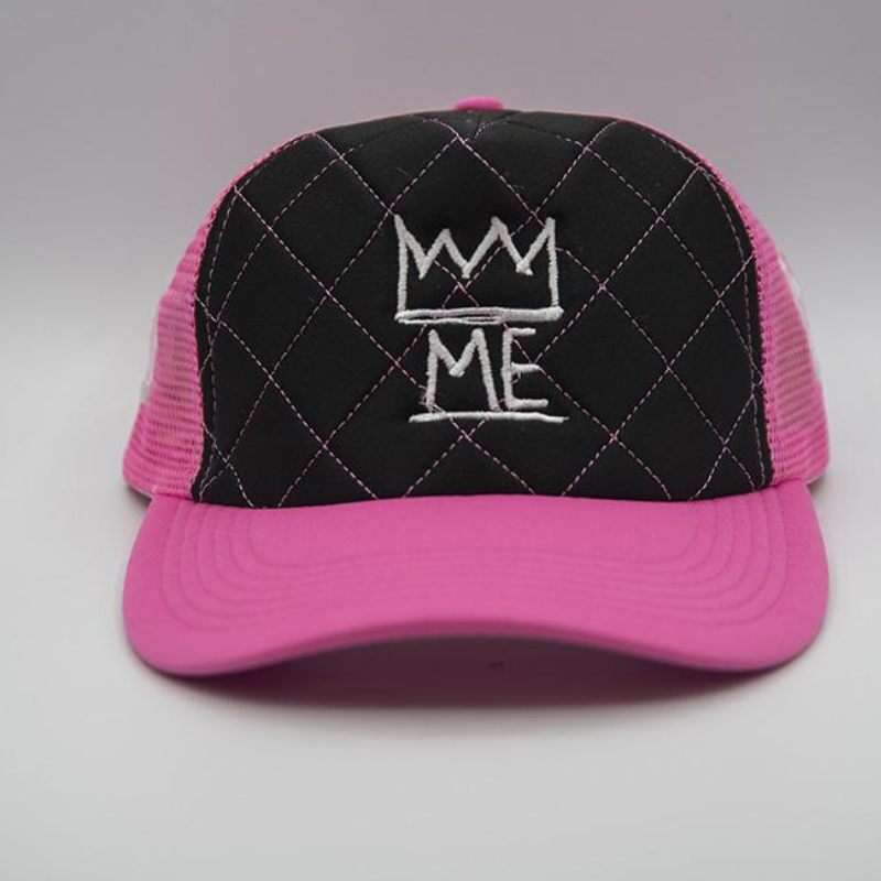 Pink & Black Diamond Trucker with White Krown
