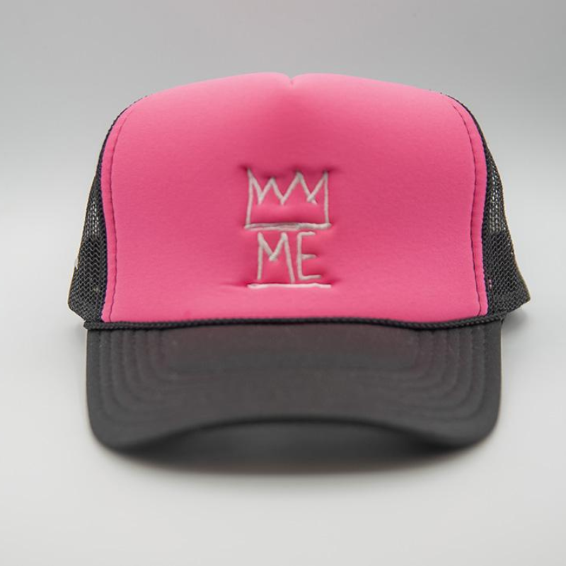 Pink & Black Trucker with White Krown