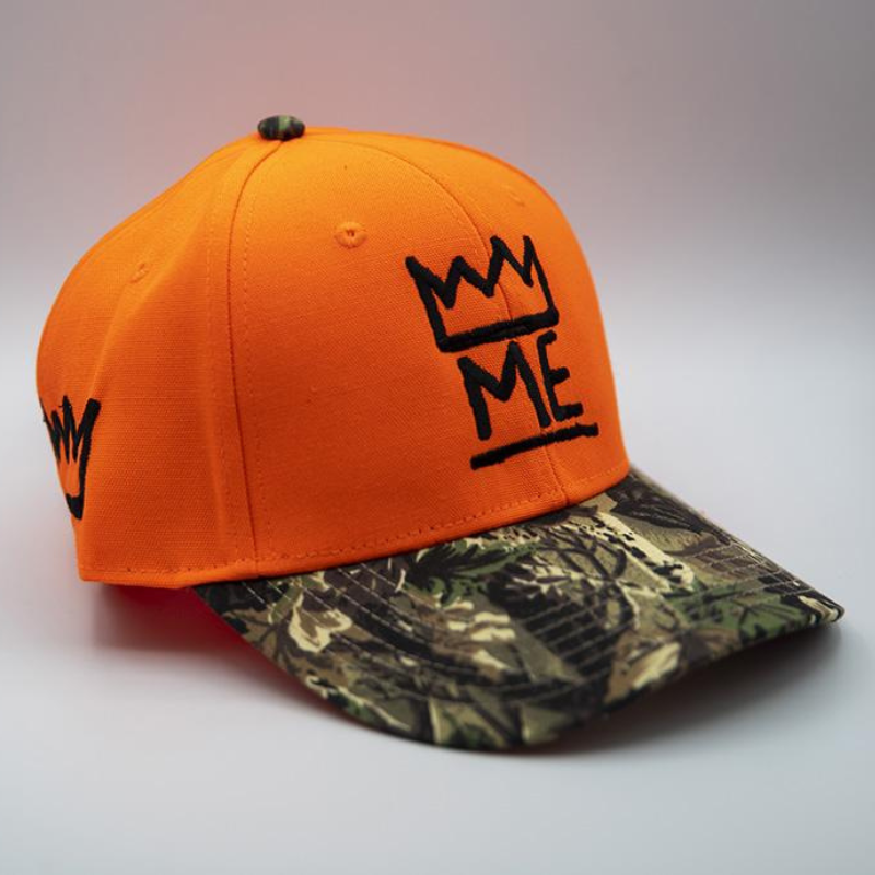 Orange & Camo Dad Hat with Black Krown