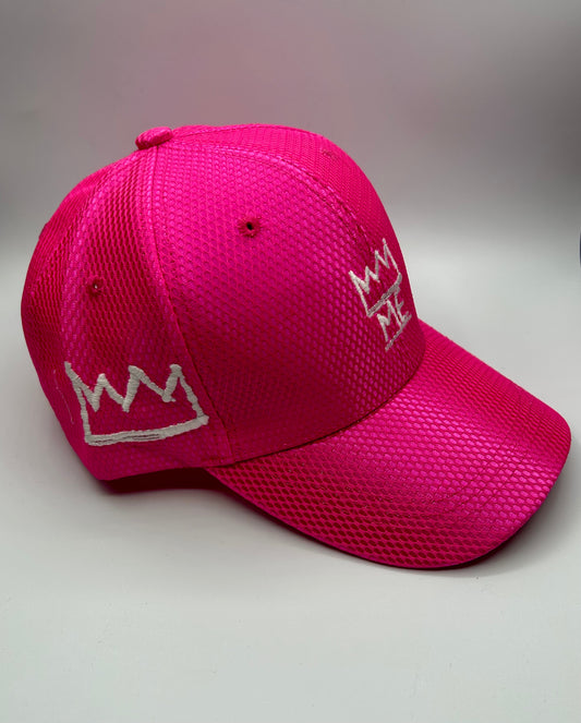 Pink Metallic Dad Hat with White Krown
