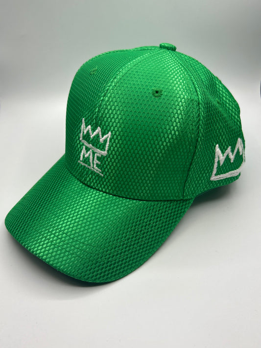 Green Metallic Dad Hat with White Krown