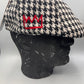 Black & White Houndstooth Beret Hat with Red Krown