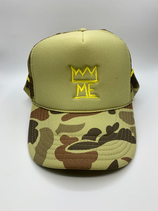 Green Camo Dad Hat with Gold Krown