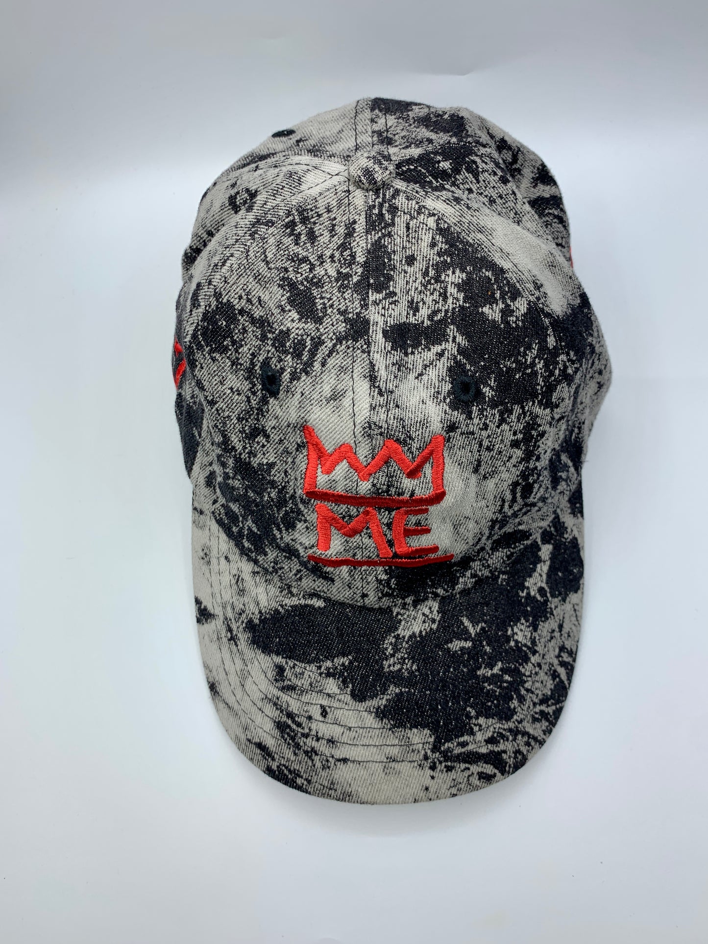 Two-Tone Denim Dad Hat with Red Krown