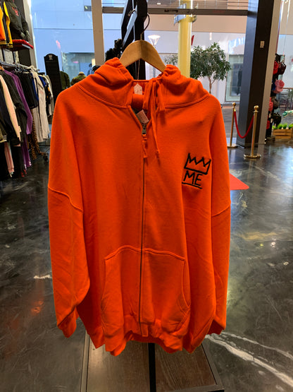 Orange Zip Up Hoodie with Black Krown