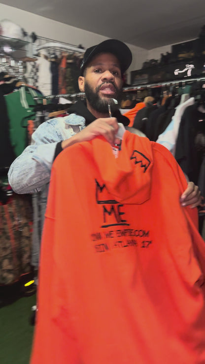 Orange Zip Up Hoodie with Black Krown