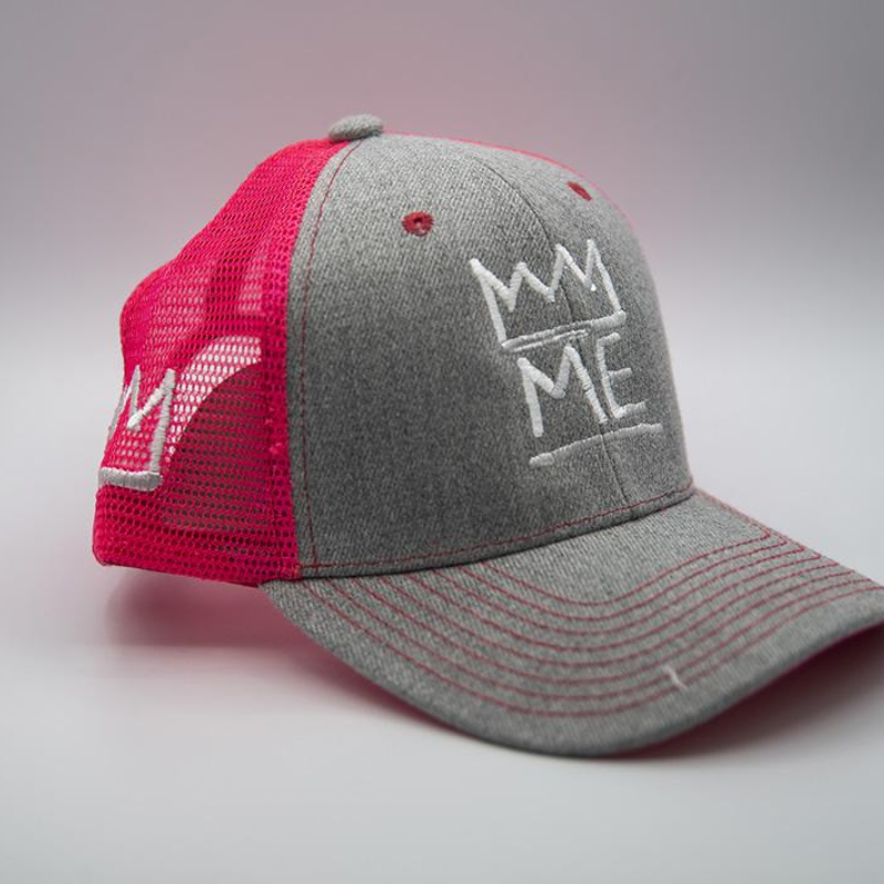 Pink & Gray Trucker with White Krown
