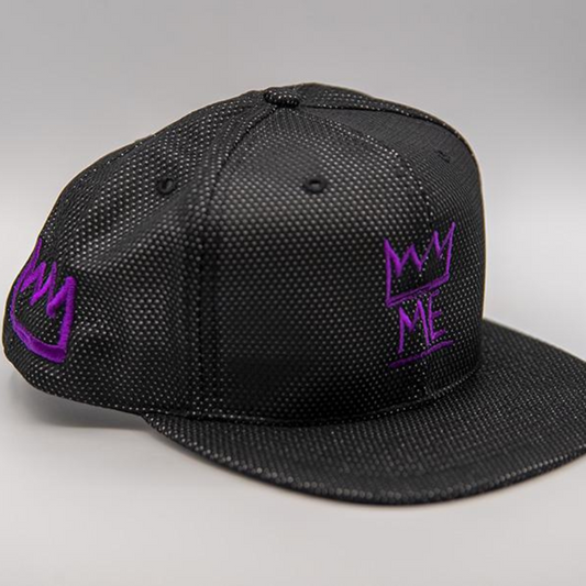 Black 3M Reflective Flat Brim Hat with Purple Krown