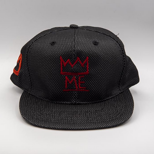 Black 3M Reflective Flat Brim Hat with Red Krown