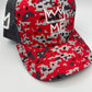 Pixelated Red, Gray, & Black Trucker with White Krown